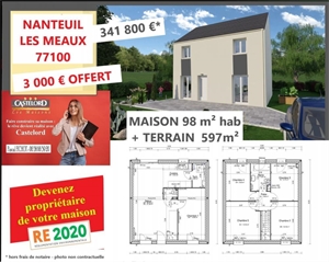 maison à la vente -   77100  NANTEUIL LES MEAUX, surface 98 m2 vente maison - UBI431505524